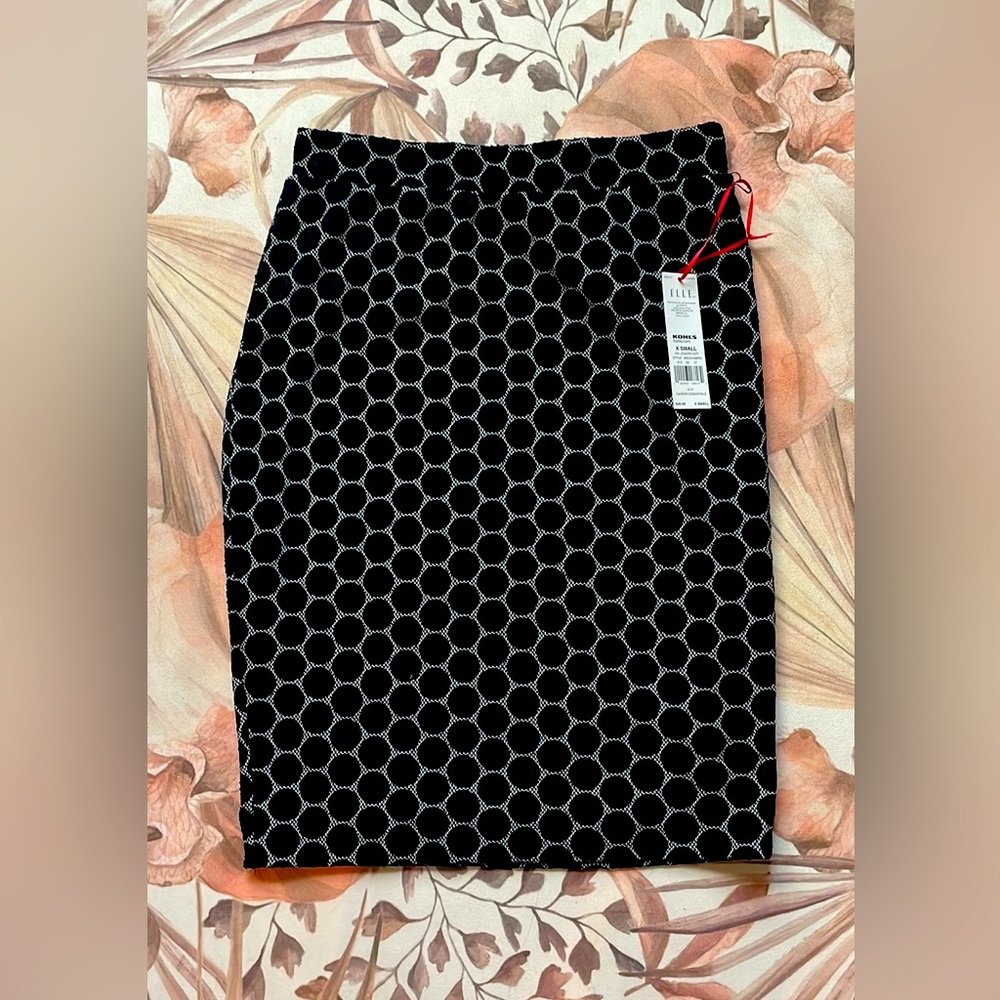 Elle Black Polka Dot Pencil Skirt